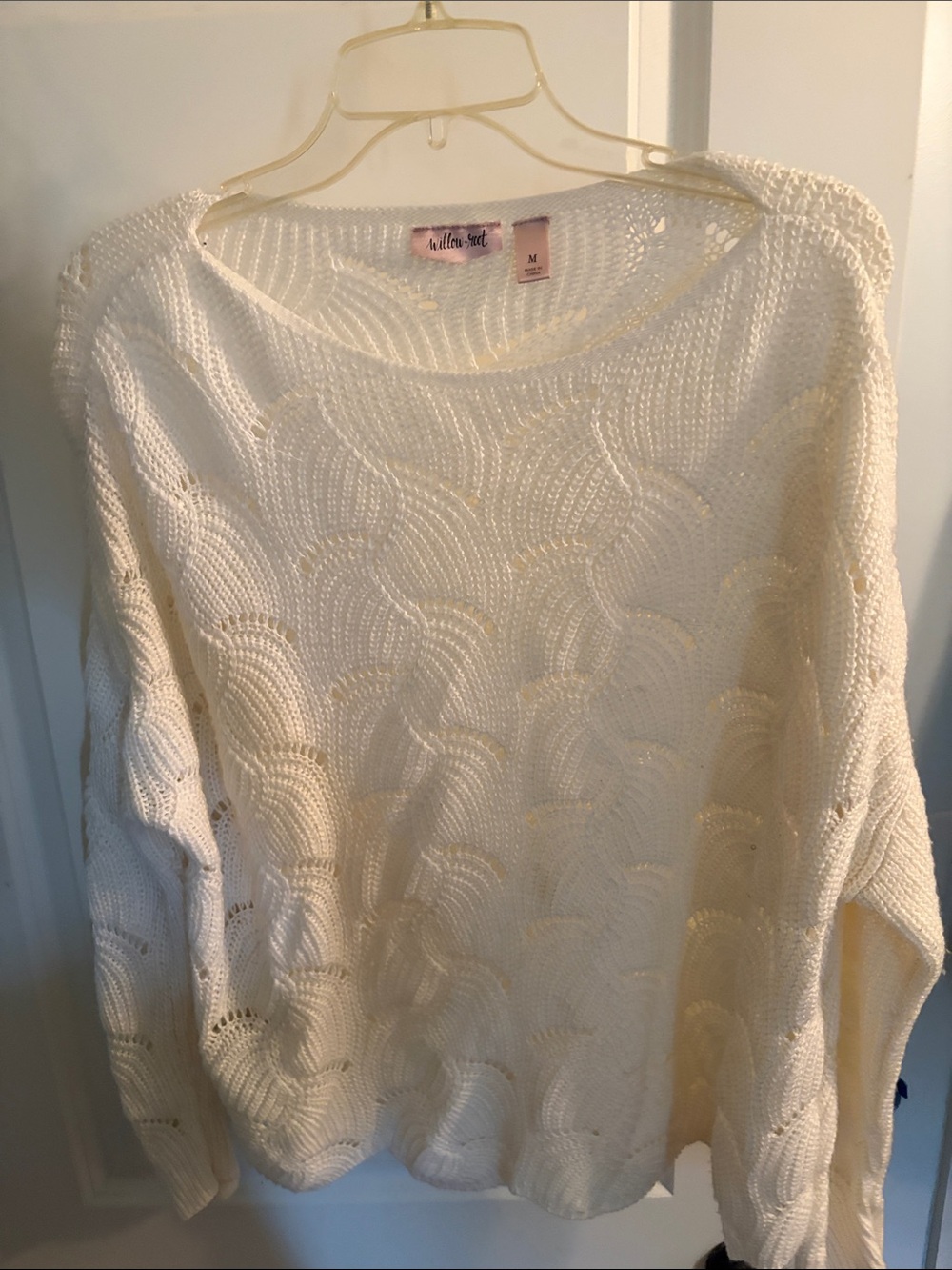 Willa Rae Cream Open-Knit Scoop Neck Sweater
